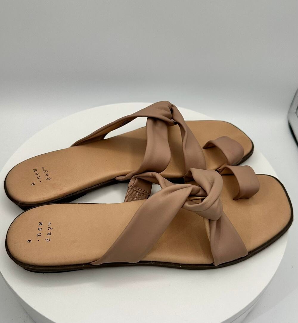 A New Day Knot Slide Sandals Womens 8.5 Blush Pink "Slip On"Flat